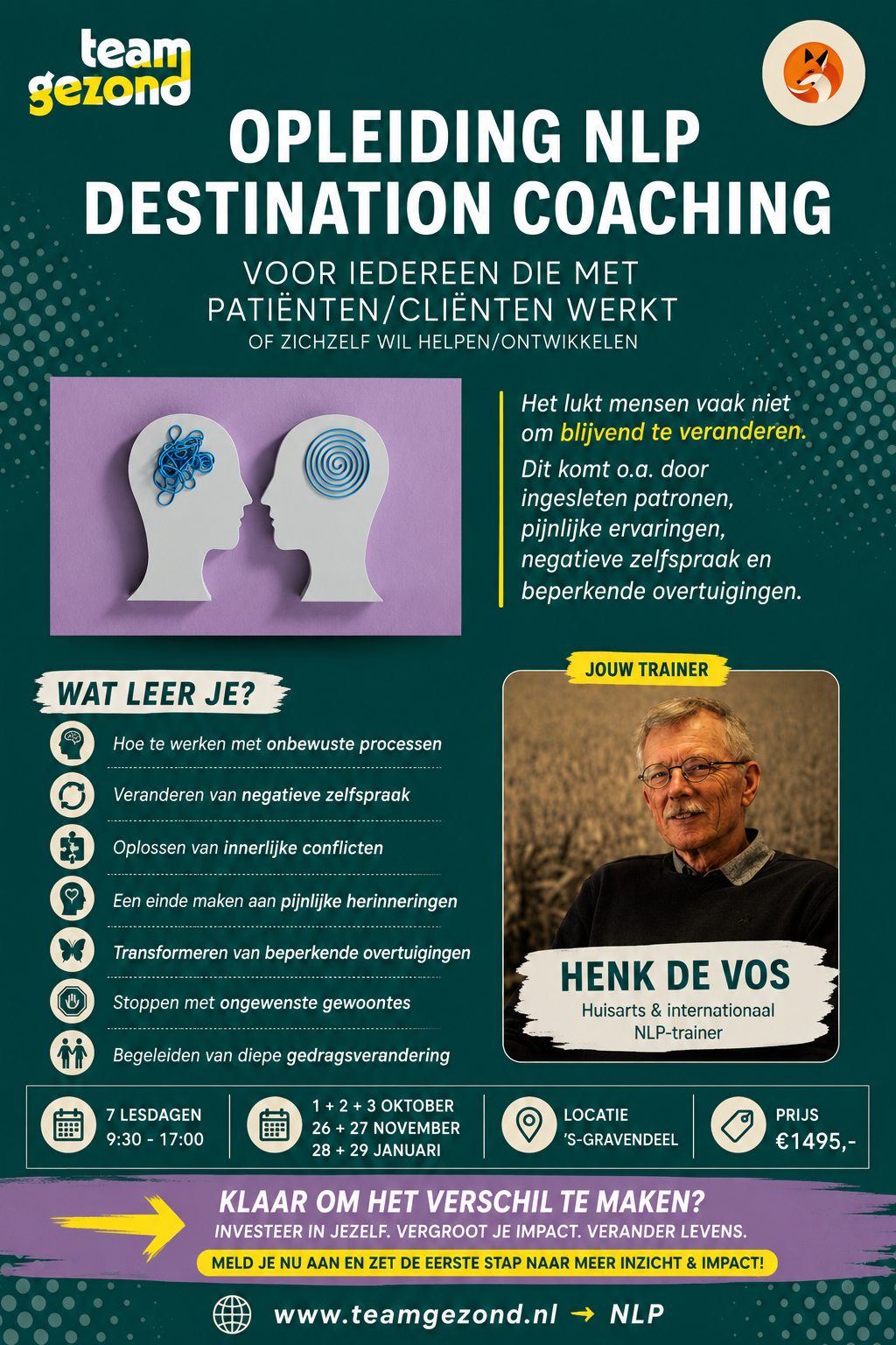 NLP opleiding team gezond flyer
